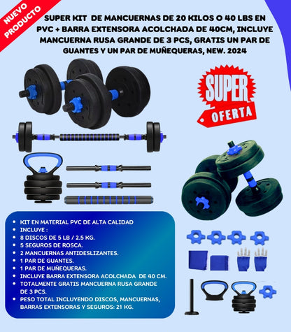 PowerLift 40:PESAS PREMIUM ANTIDESLIZANTE DE 22 KG – ¡ENTRENA COMO UN PRO!🏋️‍♂️