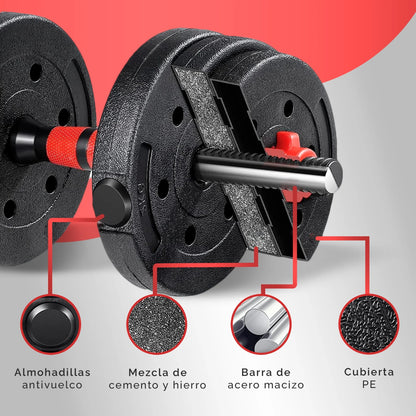 PowerLift 40:PESAS PREMIUM ANTIDESLIZANTE DE 22 KG – ¡ENTRENA COMO UN PRO!🏋️‍♂️