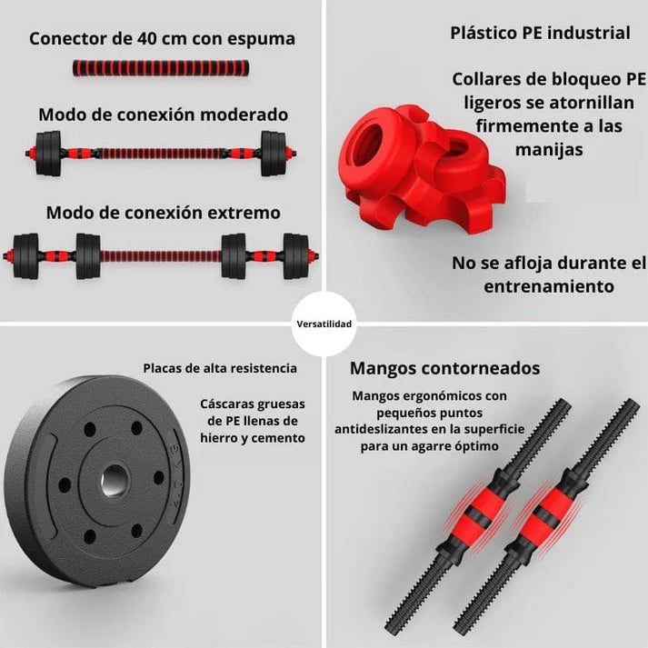 PowerLift 40:PESAS PREMIUM ANTIDESLIZANTE DE 22 KG – ¡ENTRENA COMO UN PRO!🏋️‍♂️